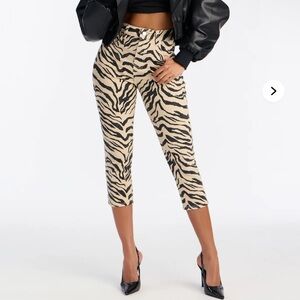 Fashion Nova Zebra Print Cropped Pants - Black and Tan